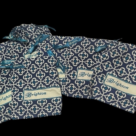 Brighton Navy and Cream Patterned Bags Set of 7 satchel bags gift bags - Picture 3 of 8